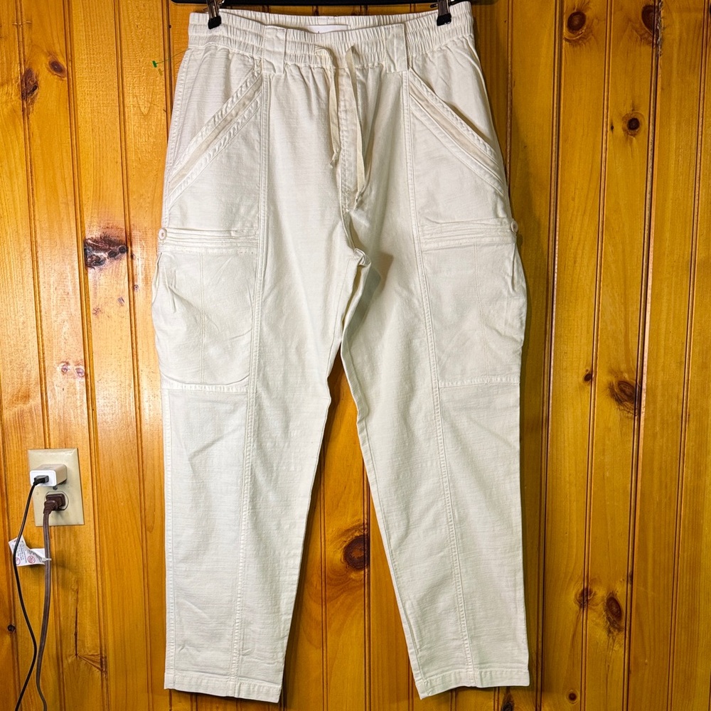 Anthropologie Women's Cream Cargo Joggers